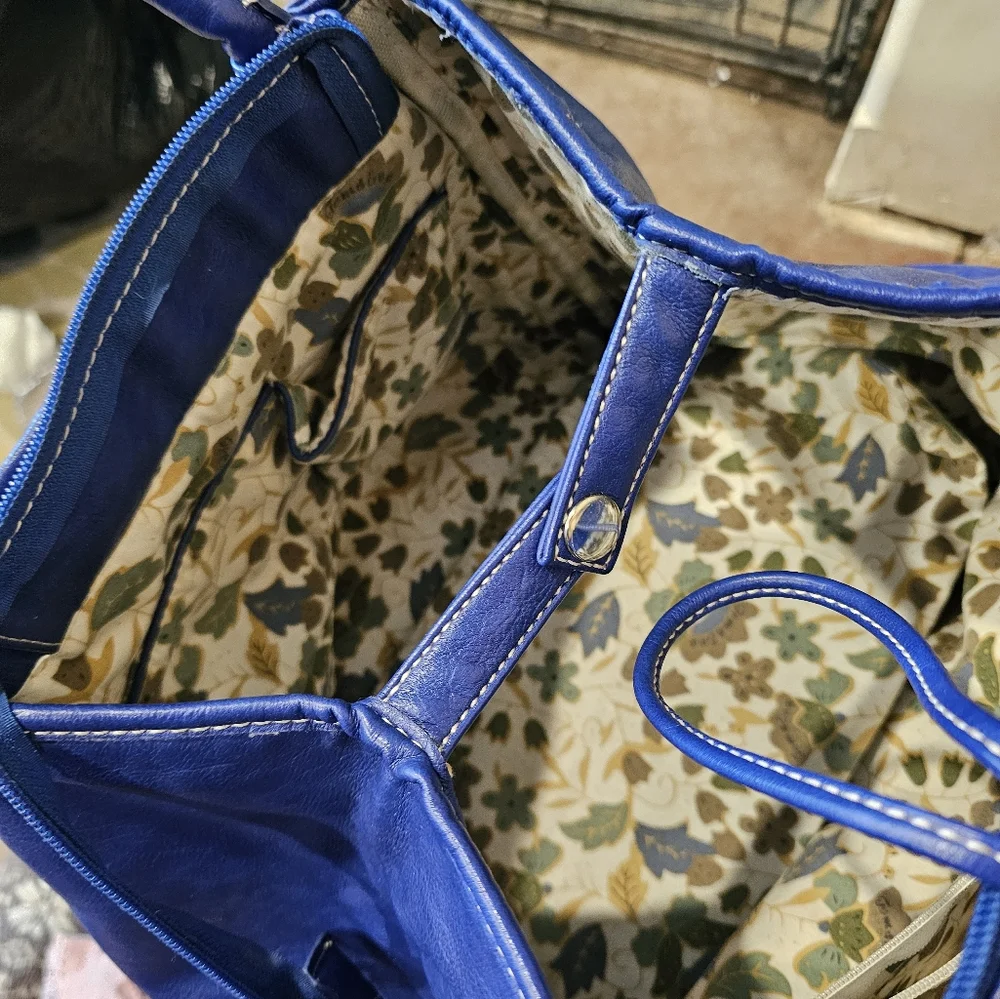 C Tom and Eva Purse Vegan Blue Leather large NWT shoulder bag w/ button closure - Picture 4 of 13